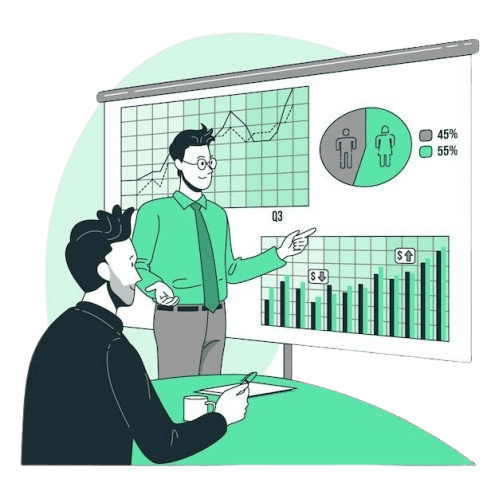 Data analytics dashboard with charts and insights